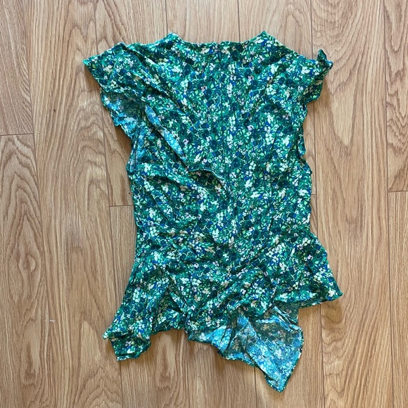 Topshop peplum blouse with ruffles and asymmetrical hem. Size US 4. - Picture 2 of 3